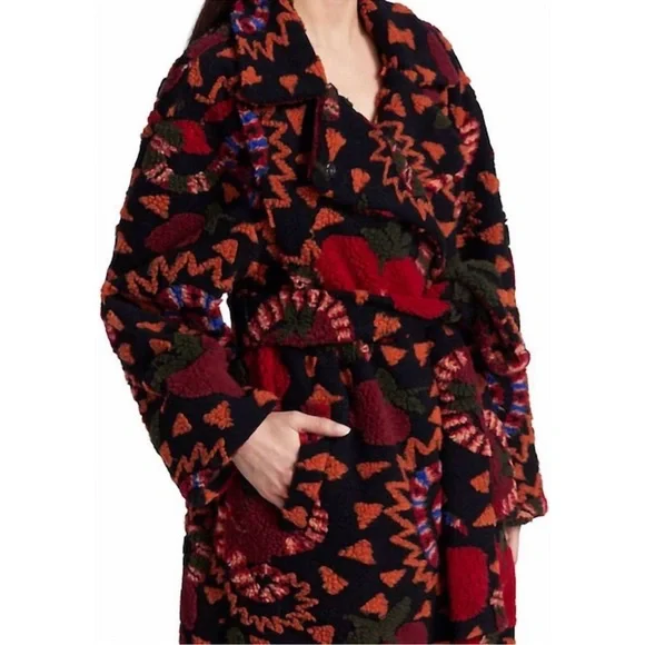 FARM Rio Womens Jungle Snake Fruit Black Apple size medium oversized coat - Picture 3 of 10